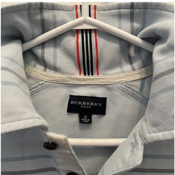 Burberry | Pale Blue Striped Polo Shirt - Picture 3 of 3